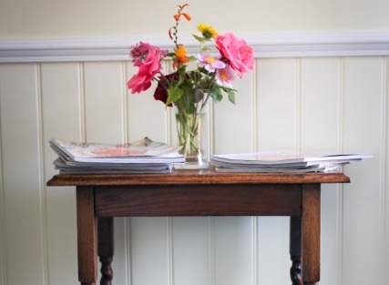 Flowers on shelf
